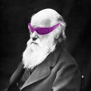 darwin usando oculos rosa